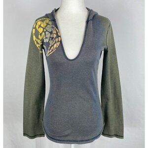 Omgirl Activewear Scoop Neck Pullover Hoodie Size S Gray Yoga